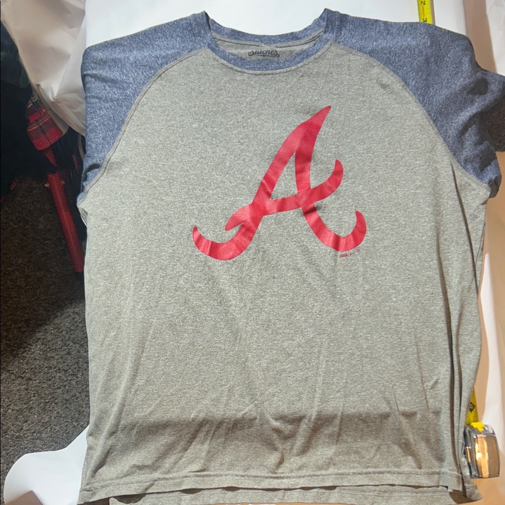 Atlanta Braves - Stitches Gray and Blue Short Sleeve Tee with Red “A” Logo